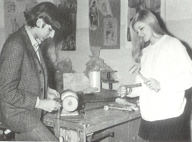 Jordan Rothstein and Kim Fisher making jewelry.