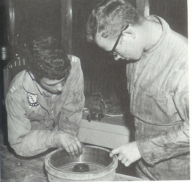 Mike Battreall inspecting a brake drum at Hillyards.