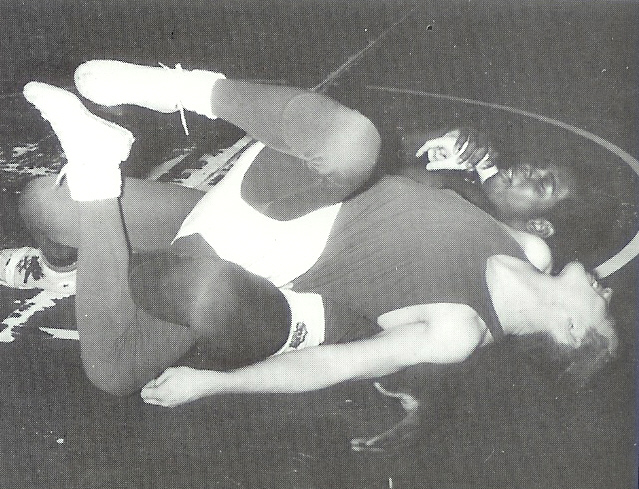 Bill Hedge working over Mike Battreall.